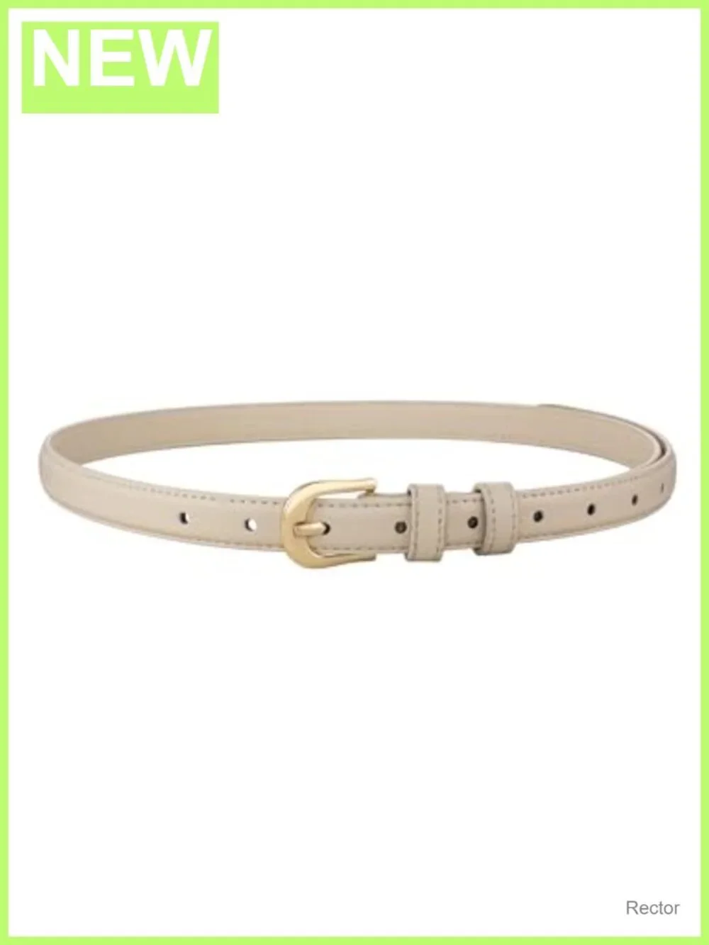 Women Skinny Leather Belt Gold Buckle Thin Waist Belt